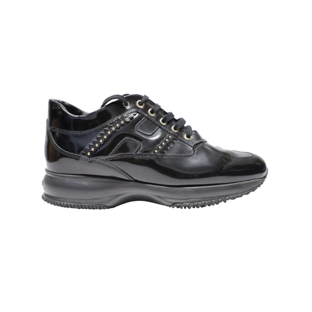Hogan Interactive Studded Sneakers in Black Patent Leather